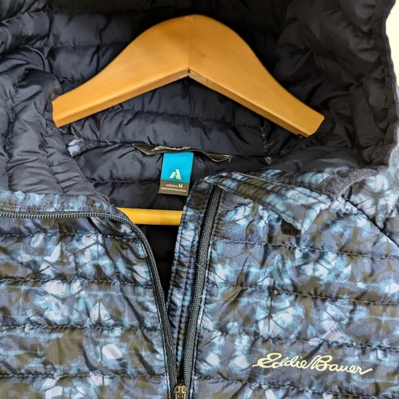 Eddie Bauer Women's Stormdown 800 Pertex  Quantum Hooded Jacket Black/Blue Sz M - Picture 2 of 7